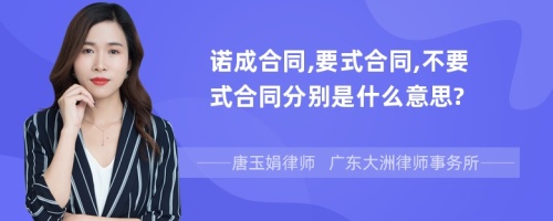 诺成合同,要式合同,不要式合同分别是什么意思?