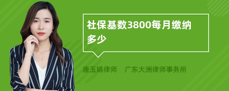 社保基数3800每月缴纳多少