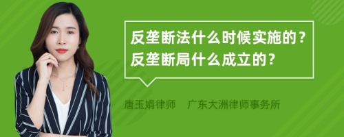 反垄断法什么时候实施的？反垄断局什么成立的？