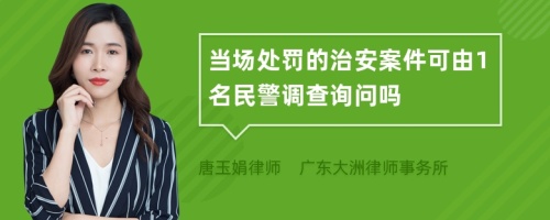 当场处罚的治安案件可由1名民警调查询问吗