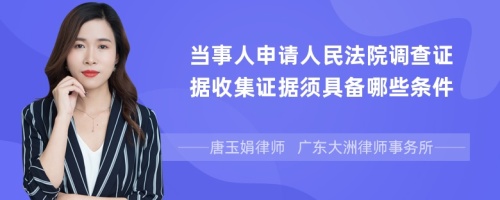 当事人申请人民法院调查证据收集证据须具备哪些条件