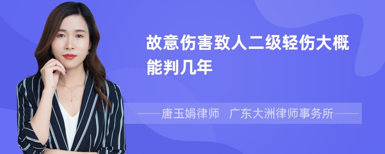 故意伤害致人二级轻伤大概能判几年