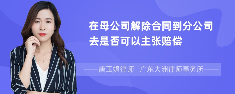 在母公司解除合同到分公司去是否可以主张赔偿