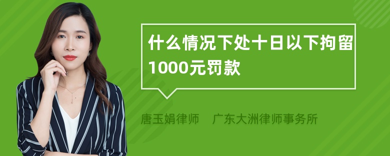 什么情况下处十日以下拘留1000元罚款