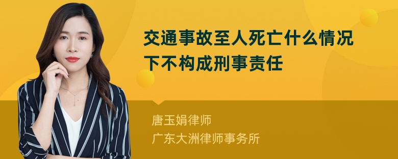 交通事故至人死亡什么情况下不构成刑事责任