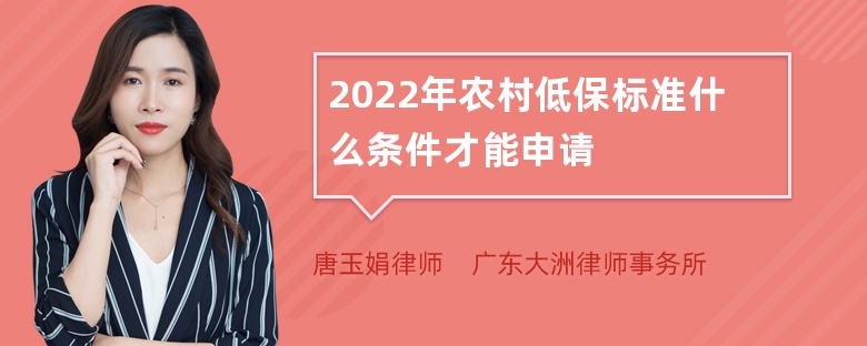 2022年农村低保标准什么条件才能申请