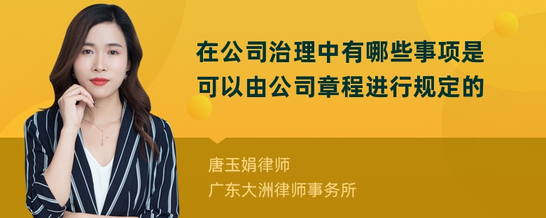 在公司治理中有哪些事项是可以由公司章程进行规定的