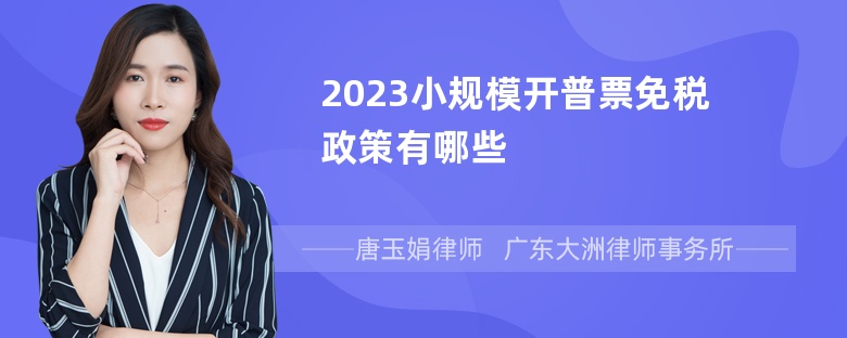 2023小规模开普票免税政策有哪些