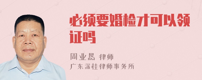 必须要婚检才可以领证吗