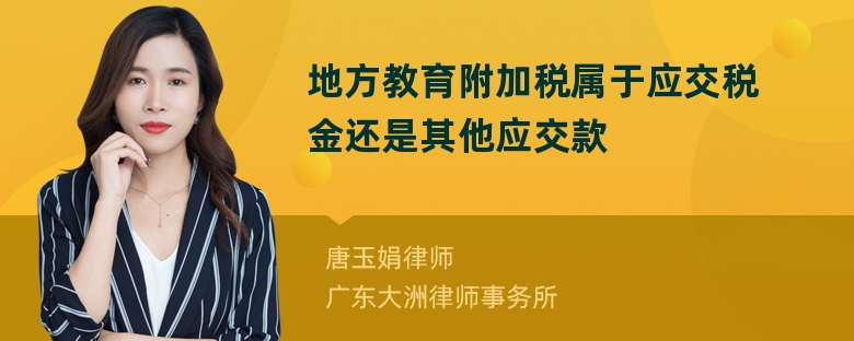 地方教育附加税属于应交税金还是其他应交款