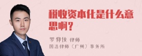 税收资本化是什么意思啊？