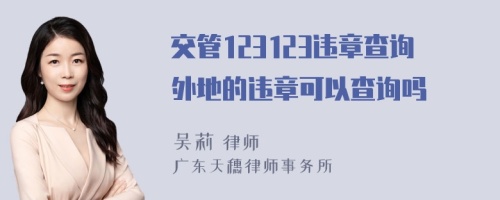 交管123123违章查询外地的违章可以查询吗