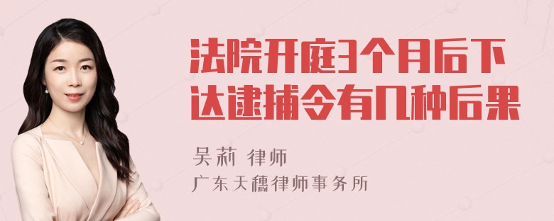 法院开庭3个月后下达逮捕令有几种后果