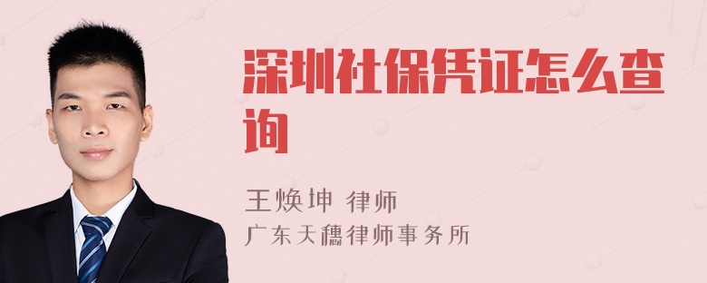 深圳社保凭证怎么查询