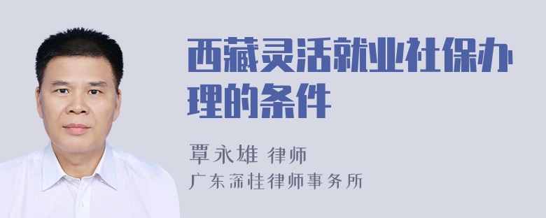 西藏灵活就业社保办理的条件