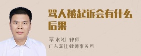 骂人被起诉会有什么后果