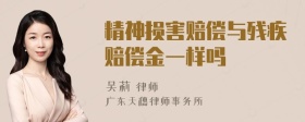 精神损害赔偿与残疾赔偿金一样吗