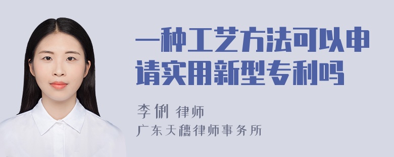 一种工艺方法可以申请实用新型专利吗