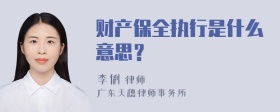 财产保全执行是什么意思？