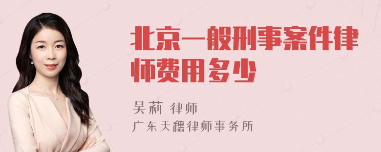 北京一般刑事案件律师费用多少