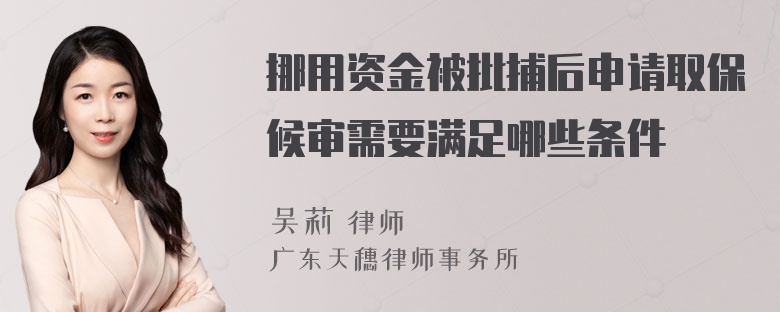 挪用资金被批捕后申请取保候审需要满足哪些条件