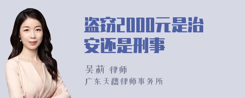 盗窃2000元是治安还是刑事