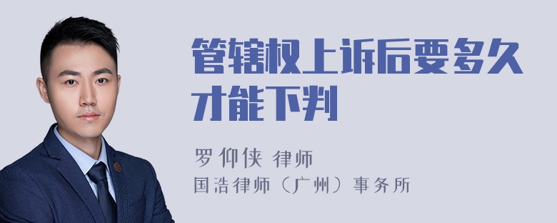 管辖权上诉后要多久才能下判