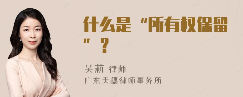 什么是“所有权保留”？