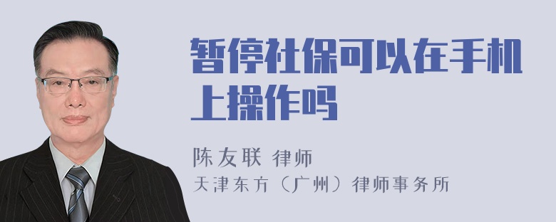 暂停社保可以在手机上操作吗