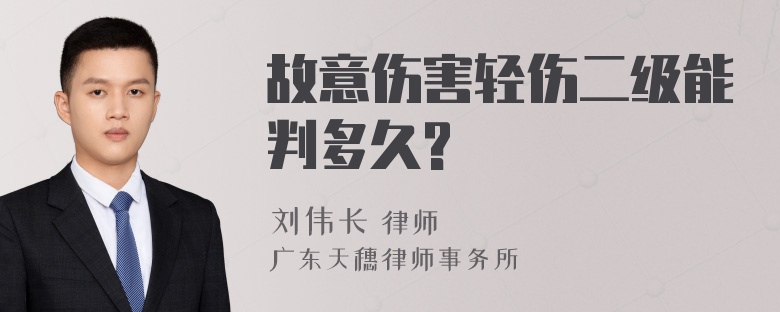 故意伤害轻伤二级能判多久?