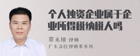 个人独资企业属于企业所得税纳税人吗