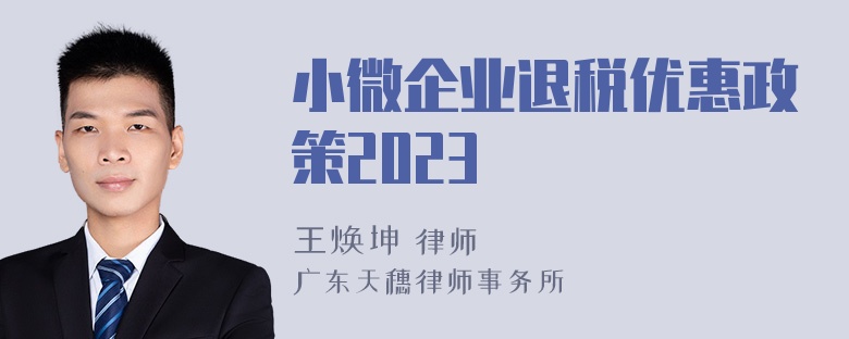 小微企业退税优惠政策2023