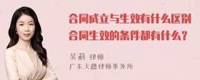 合同成立与生效有什么区别合同生效的条件都有什么？