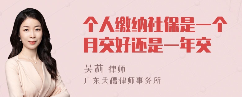 个人缴纳社保是一个月交好还是一年交