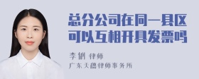 总分公司在同一县区可以互相开具发票吗