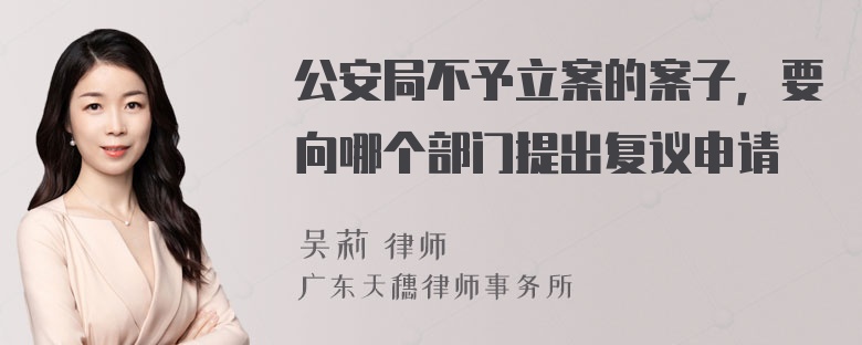 公安局不予立案的案子，要向哪个部门提出复议申请