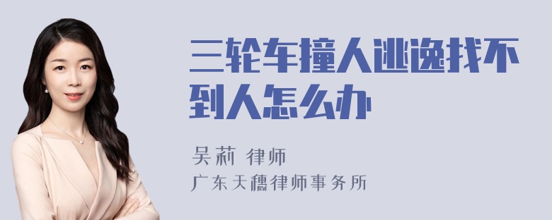 三轮车撞人逃逸找不到人怎么办