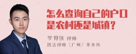 怎么查询自己的户口是农村还是城镇？