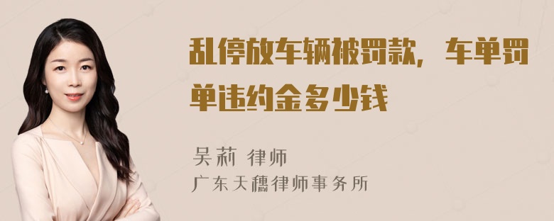 乱停放车辆被罚款，车单罚单违约金多少钱