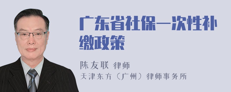 广东省社保一次性补缴政策