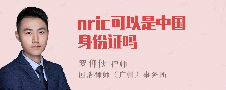 nric可以是中国身份证吗