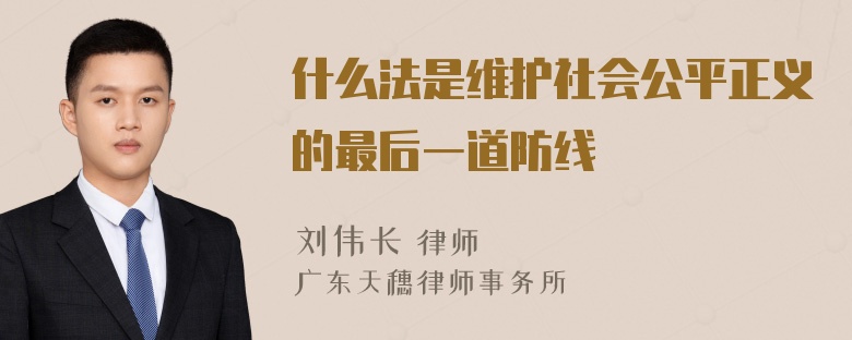 什么法是维护社会公平正义的最后一道防线