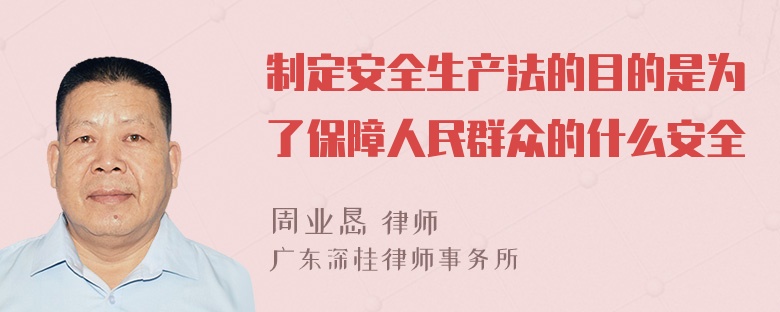 制定安全生产法的目的是为了保障人民群众的什么安全