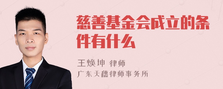 慈善基金会成立的条件有什么