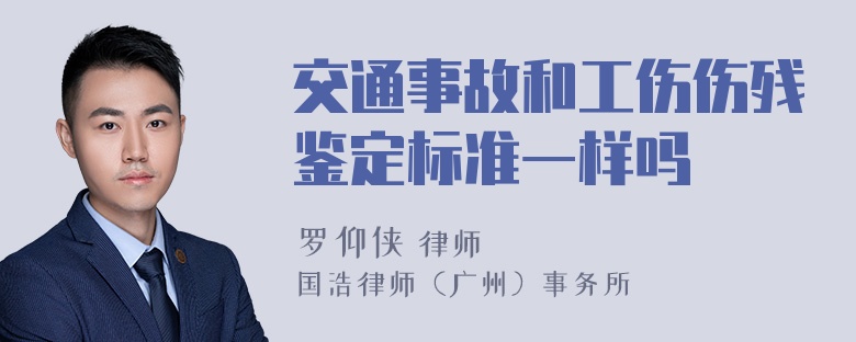 交通事故和工伤伤残鉴定标准一样吗