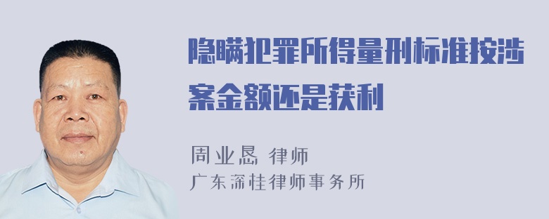 隐瞒犯罪所得量刑标准按涉案金额还是获利