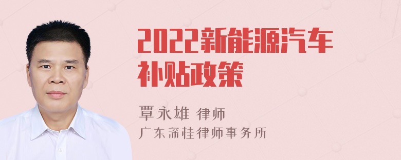 2022新能源汽车补贴政策