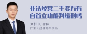 非法经营二千多万有自首立功能判缓刑吗