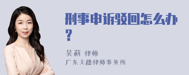 刑事申诉驳回怎么办？