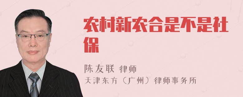 农村新农合是不是社保